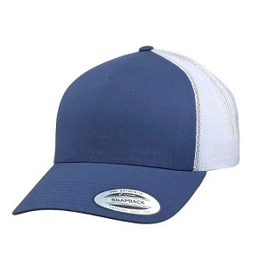 big navy and white trucker mesh cap made for big heads. 