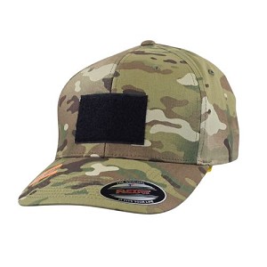 Tactical backing on 6-panel cap with structured front 